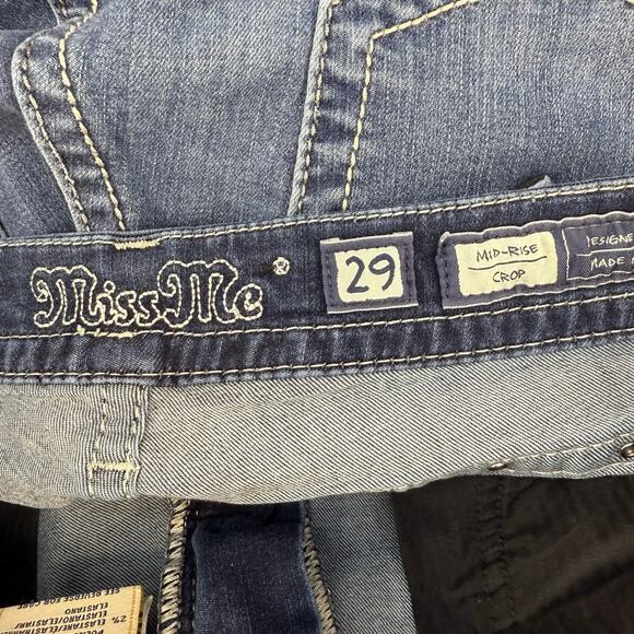 Miss Me Jean Capris Women's 29 (8) Blue Mid Rise Crop Sequin Accent Faux Pocket - Picture 6 of 13
